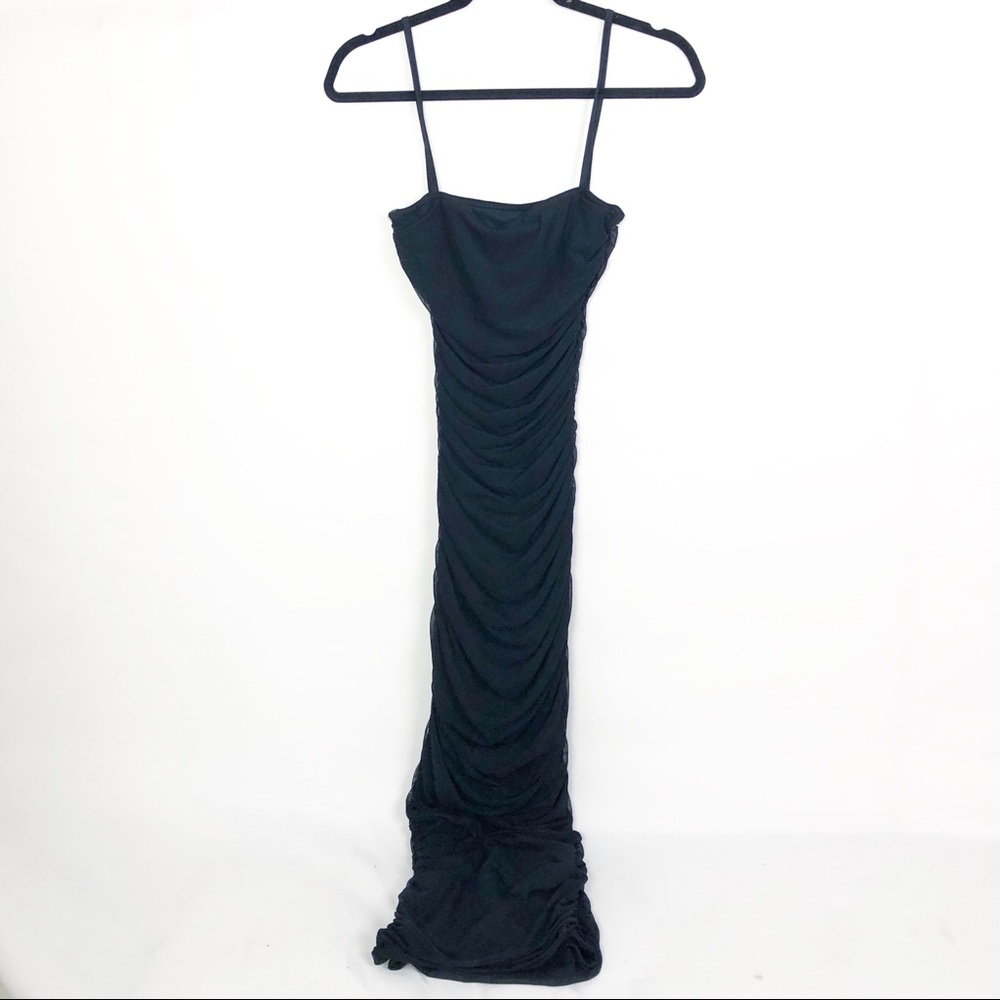 PrettyLittleThing Mesh Ruched Midaxi Dress - Picture 3 of 6